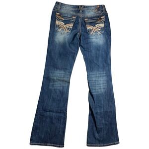 Amethyst Bootcut Jeans Womens 7 Blue Excellent Low Rise Sequin Embellished Y2K